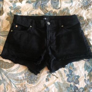 7 for all mankind cutoff black jean shorts